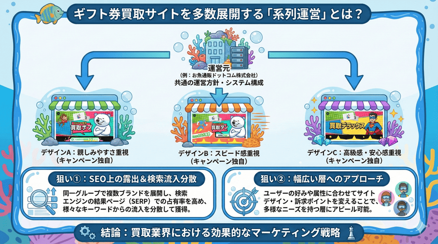 ギフト券買取サイトを多数展開する「系列運営」とは?
